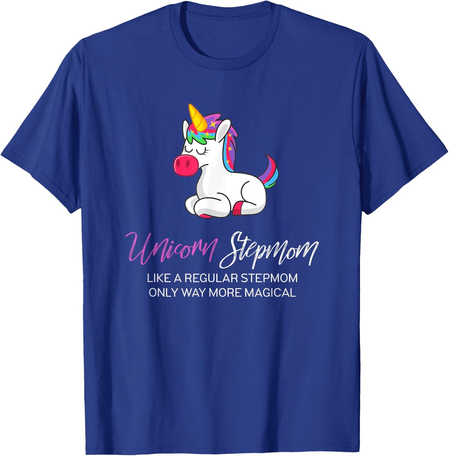 Unicorn StepMom Shirt, Step Mom of the Birthday Girl Shirt T-Shirt - T-Shirt | Royal