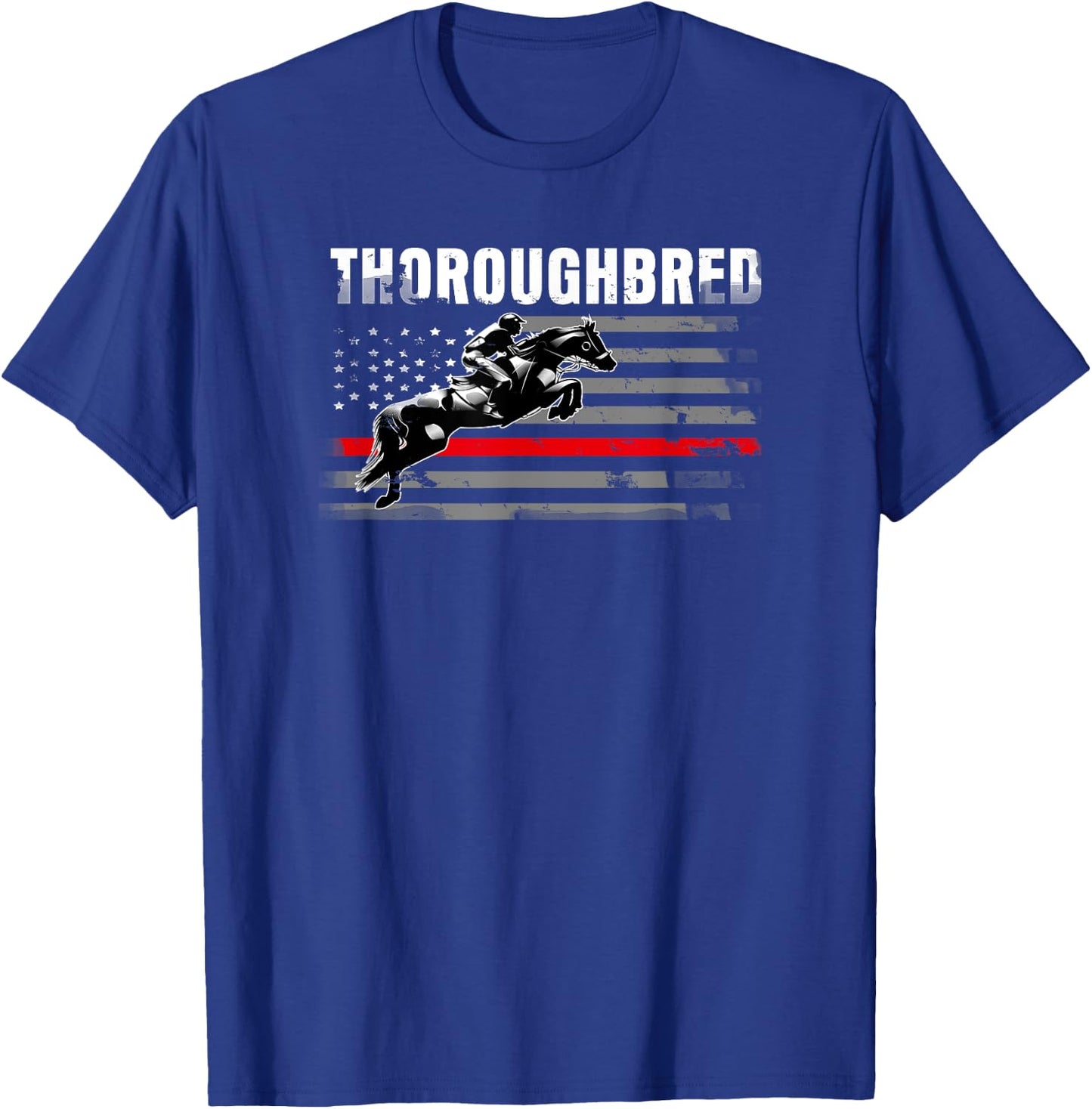 Thoroughbred Racing Horse American Flag Kids Men T-Shirt - T-Shirt | Royal