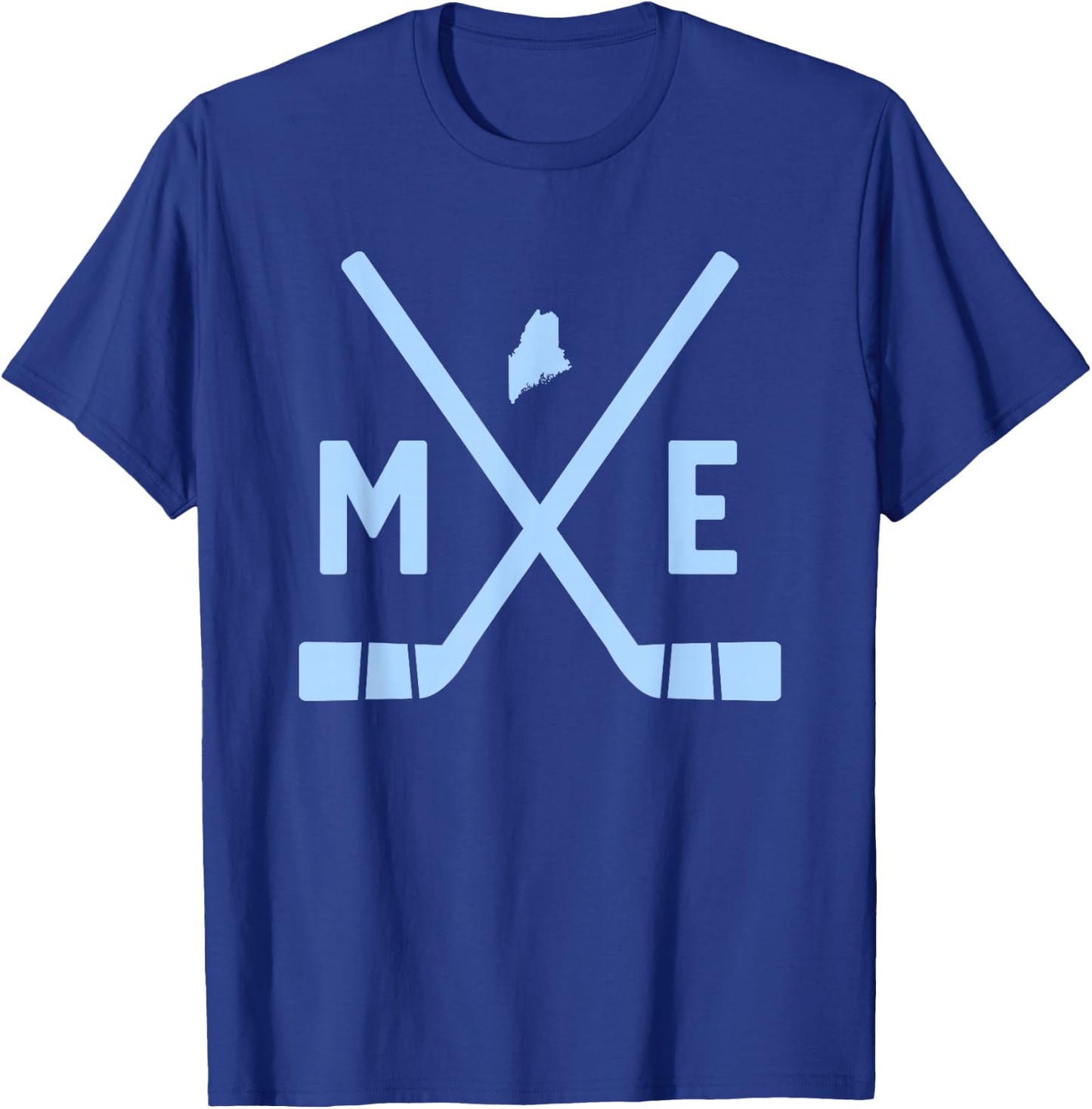 Vintage Maine Ice Hockey Sticks State Outline T-Shirt - T-Shirt | Royal