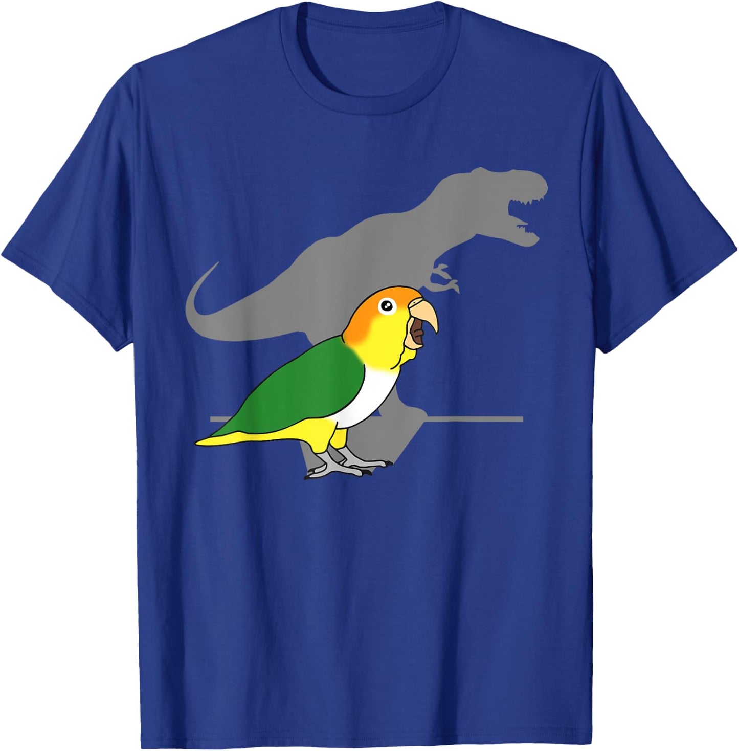 White bellied caique T-rex, birb memes, dinosaur parrot T-Shirt - T-Shirt | Royal