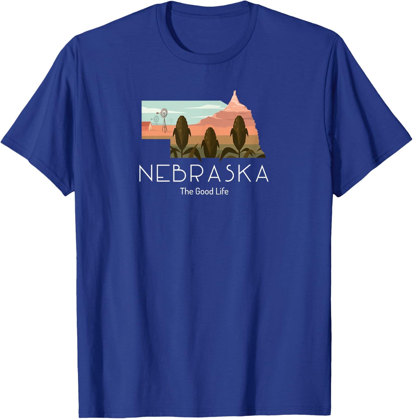 Nebraska Proud State Motto The Good Life T-Shirt - T-Shirt | Royal