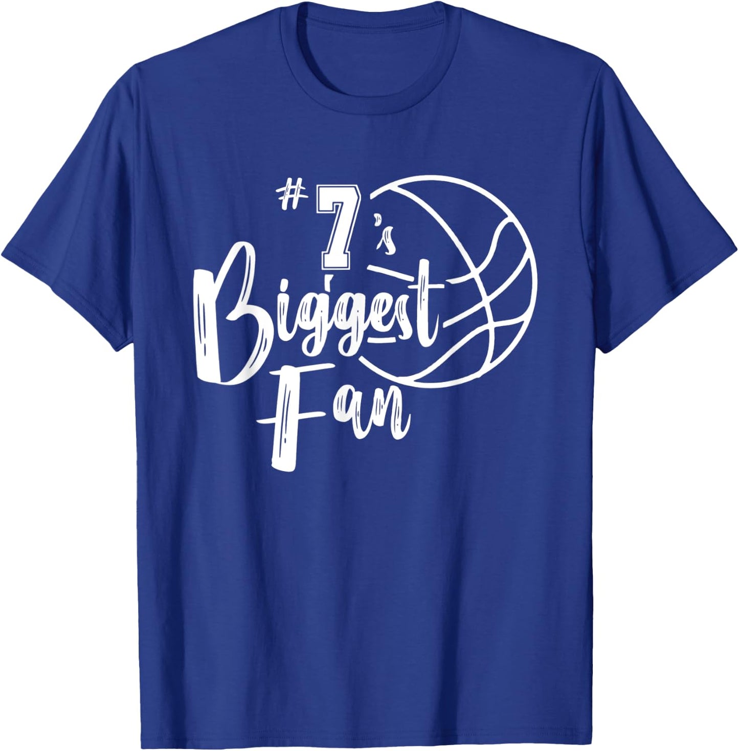 Number 7's Biggest Fan Shirt Basketball Player Mom Dad T-Shirt - T-Shirt | Royal