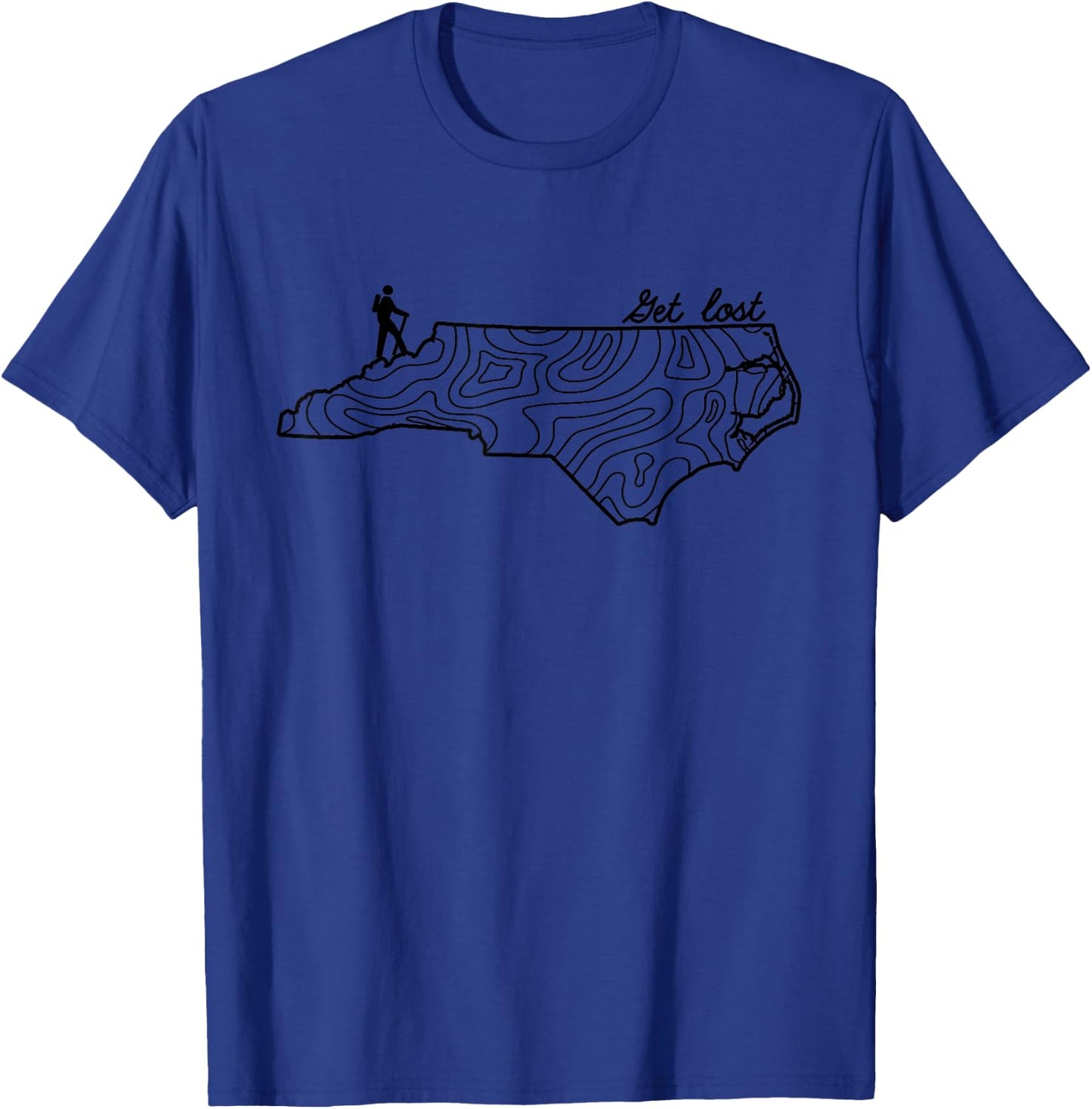 Hike North Carolina Hiking Topo Map Hiker Minimalist T-Shirt - T-Shirt | Royal