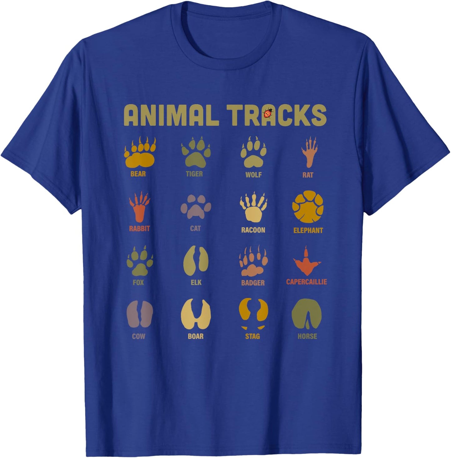 Children's Kids Wild Animal Tracks Childrens Learning Design T-Shirt - T-Shirt | Royal