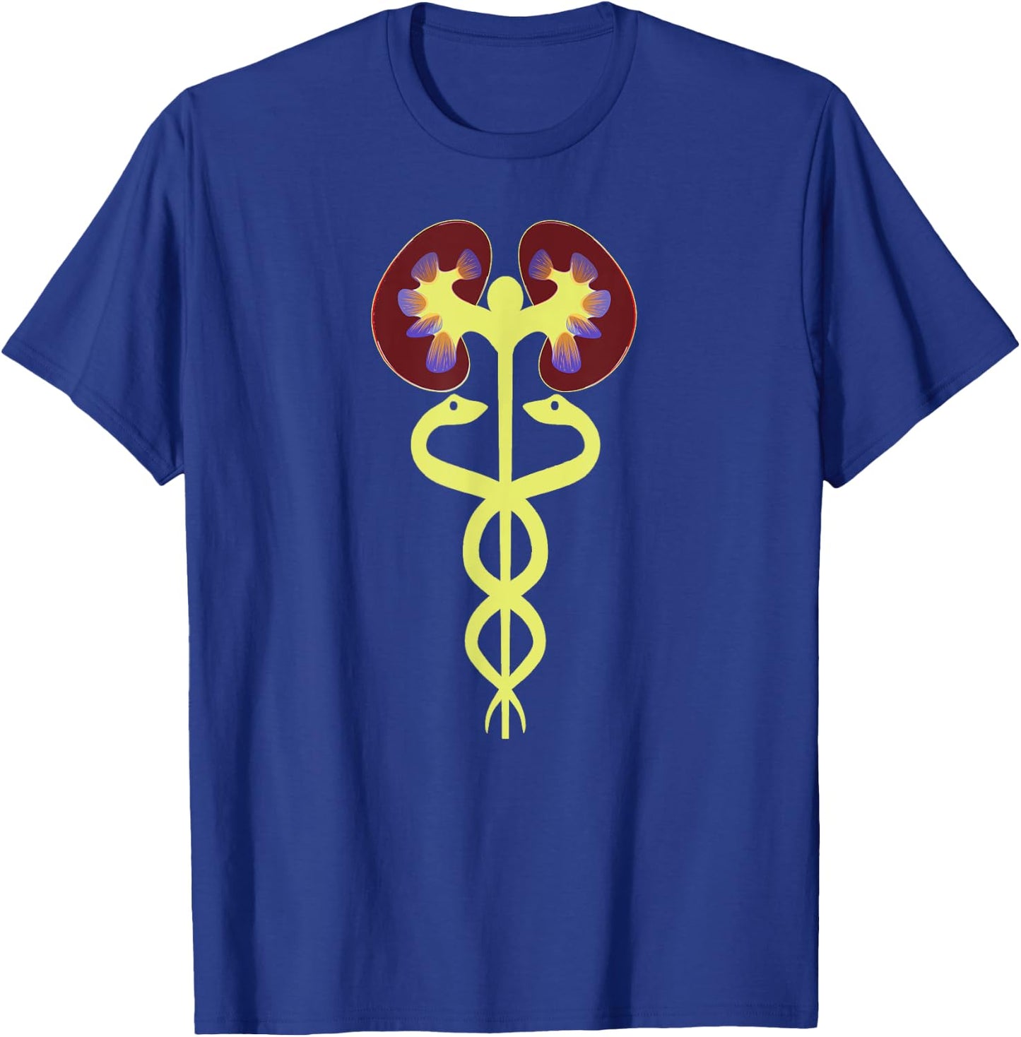 Kidneys Caduceus Medical Emblem Nephrology Dialysis Gifts T-Shirt - T-Shirt | Royal