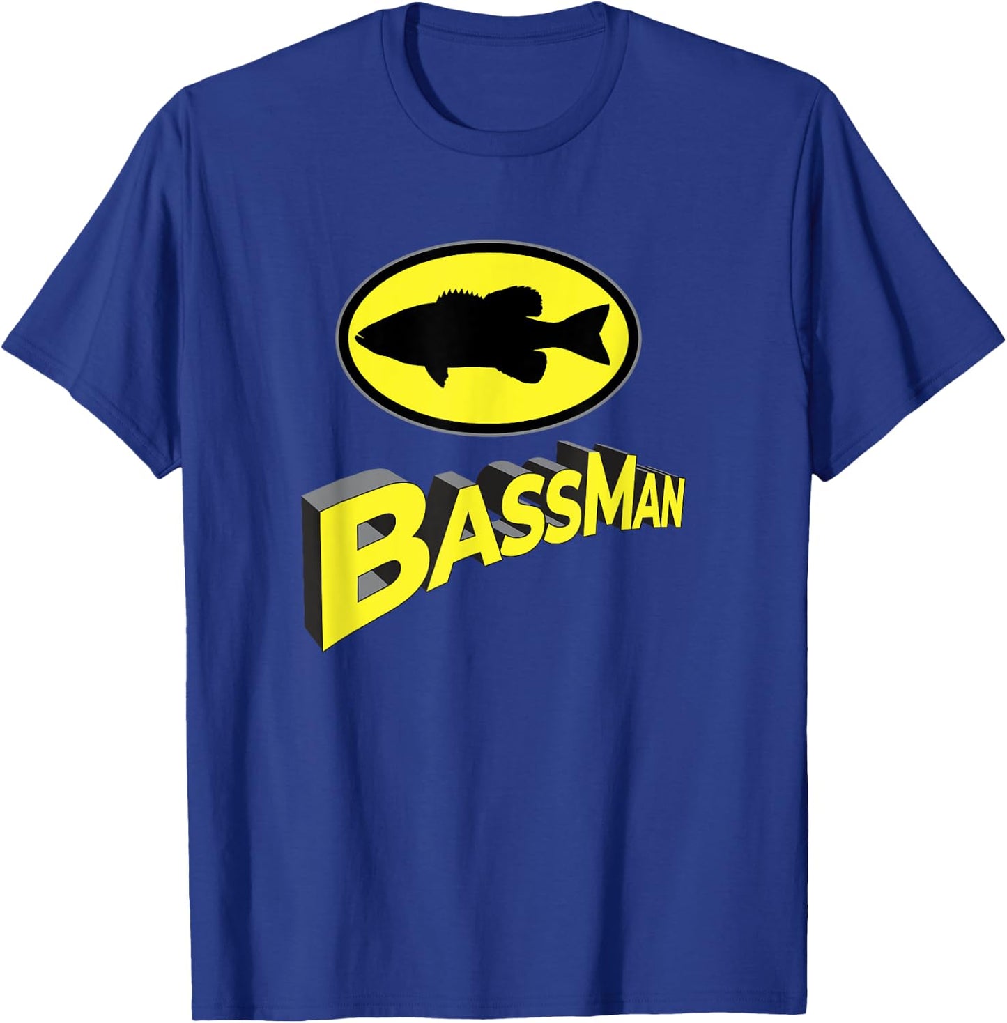 Classic Bass Man Fishing Design Men Superhero Novelty T-Shirt - T-Shirt | Royal