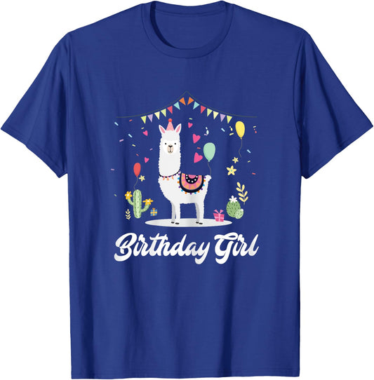 Cute Alpaca Llama Cactus Girls Birthday Party Animal Gift T-Shirt - T-Shirt | Royal