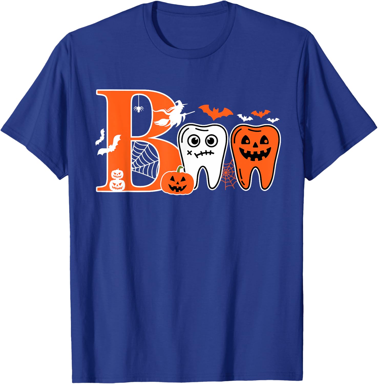 Boo Teeth Pumpkin Dentist Dental Hygienist Halloween Costume T-Shirt - T-Shirt | Royal