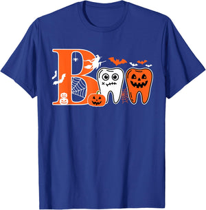 Boo Teeth Pumpkin Dentist Dental Hygienist Halloween Costume T-Shirt - T-Shirt | Royal