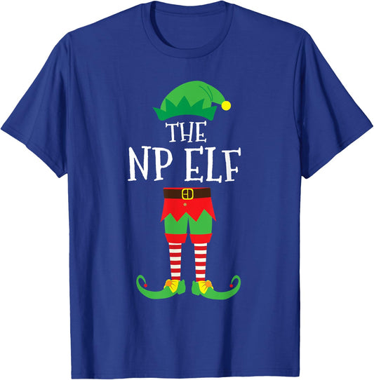 NP Nurse Practitioner Elf Matching Christmas Party Pajama T-Shirt - T-Shirt | Royal