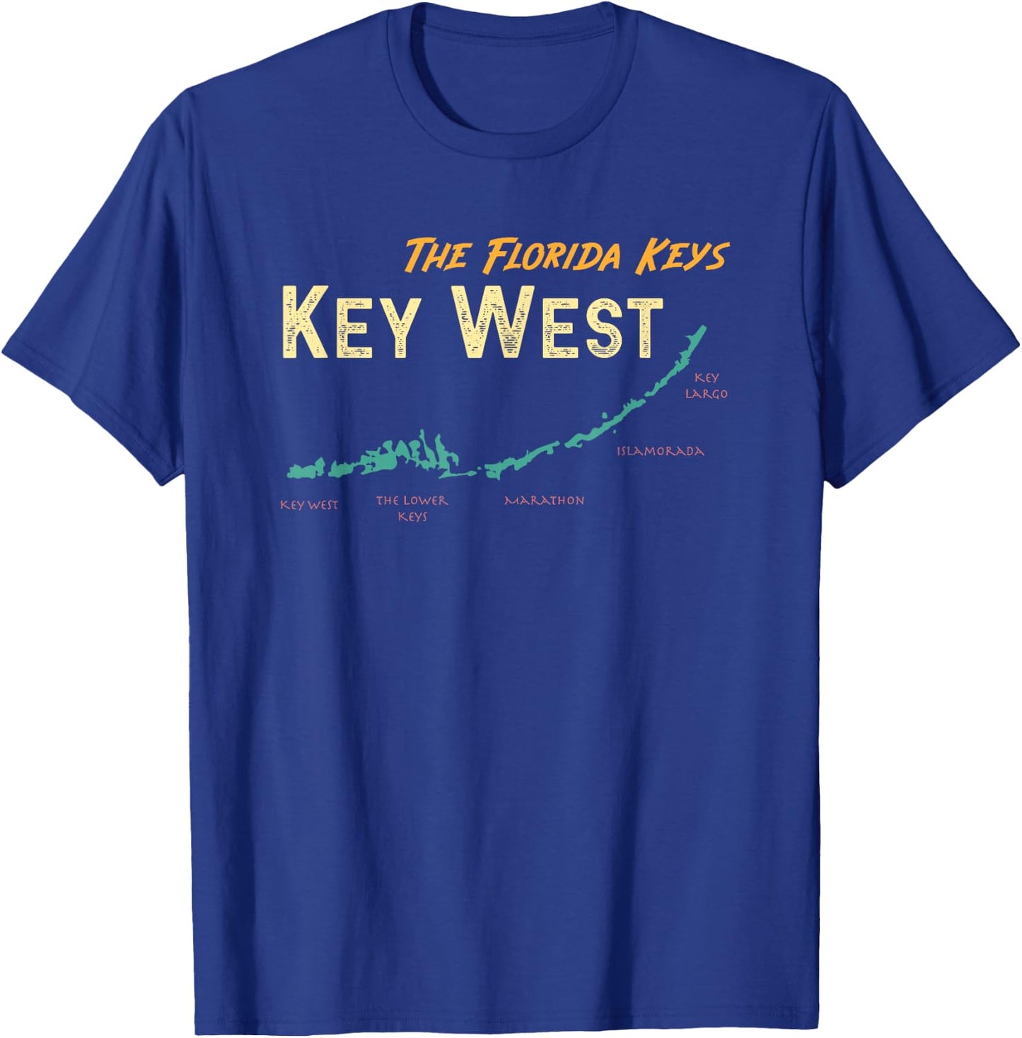 Florida Keys Map Key West T-Shirt - T-Shirt | Royal
