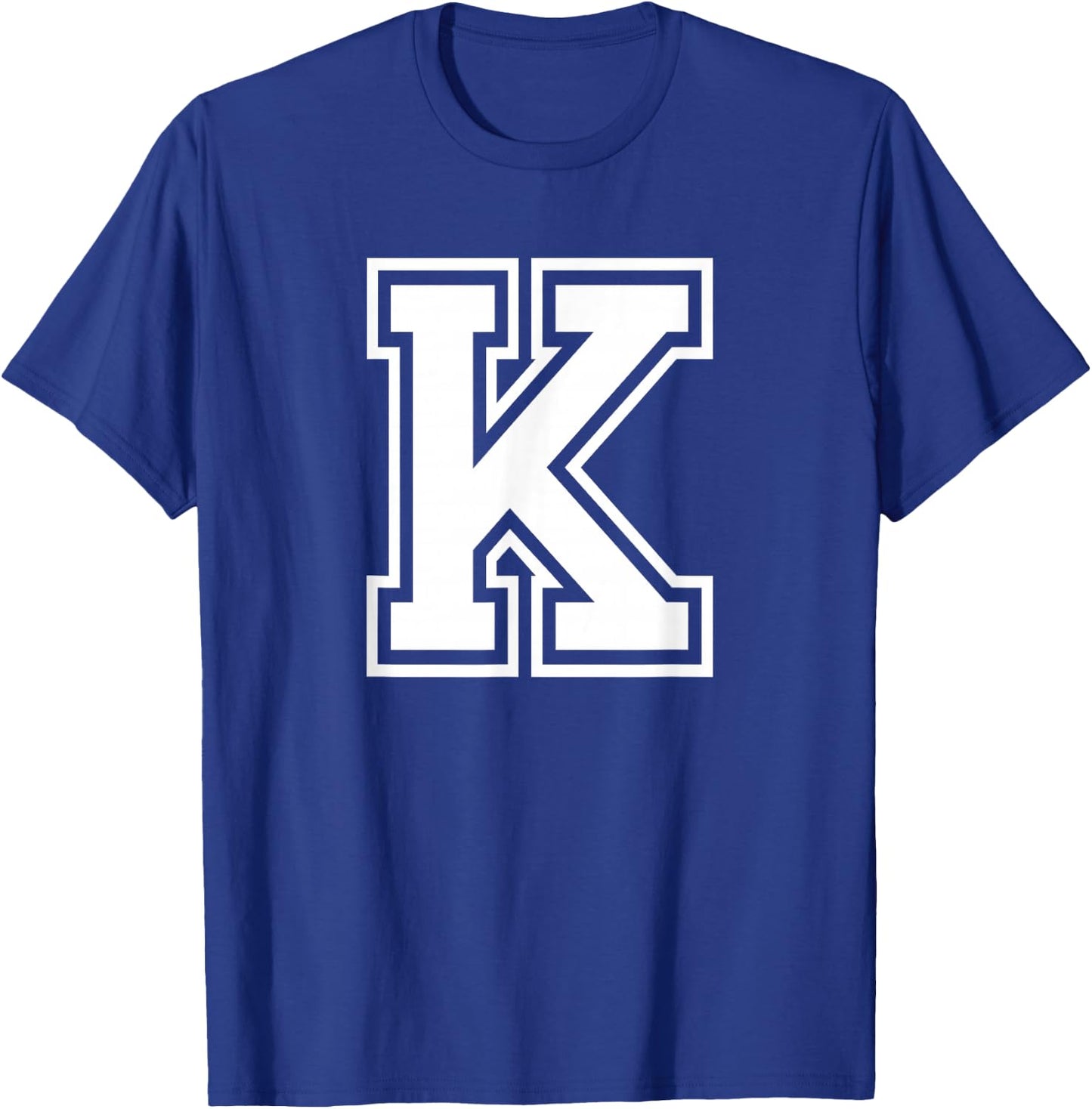 Letter K Name Initial Varsity Alphabet Monogram T-Shirt - T-Shirt | Royal