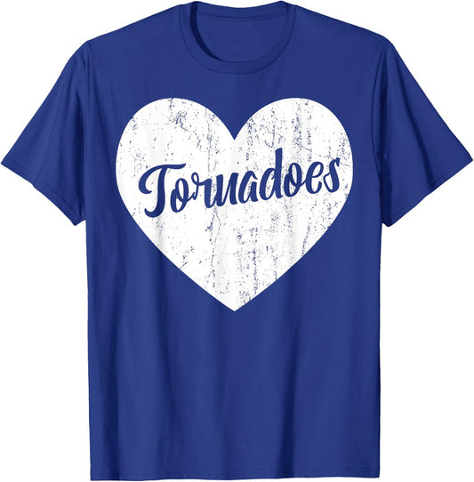 Tornadoes School Sports Fan Team Spirit Mascot Heart Gift T-Shirt - T-Shirt | Royal