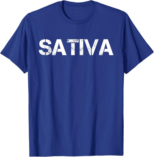 SATIVA Marijuana Weed Cannabis Pot Smoker Clothing T-Shirt - T-Shirt | Royal