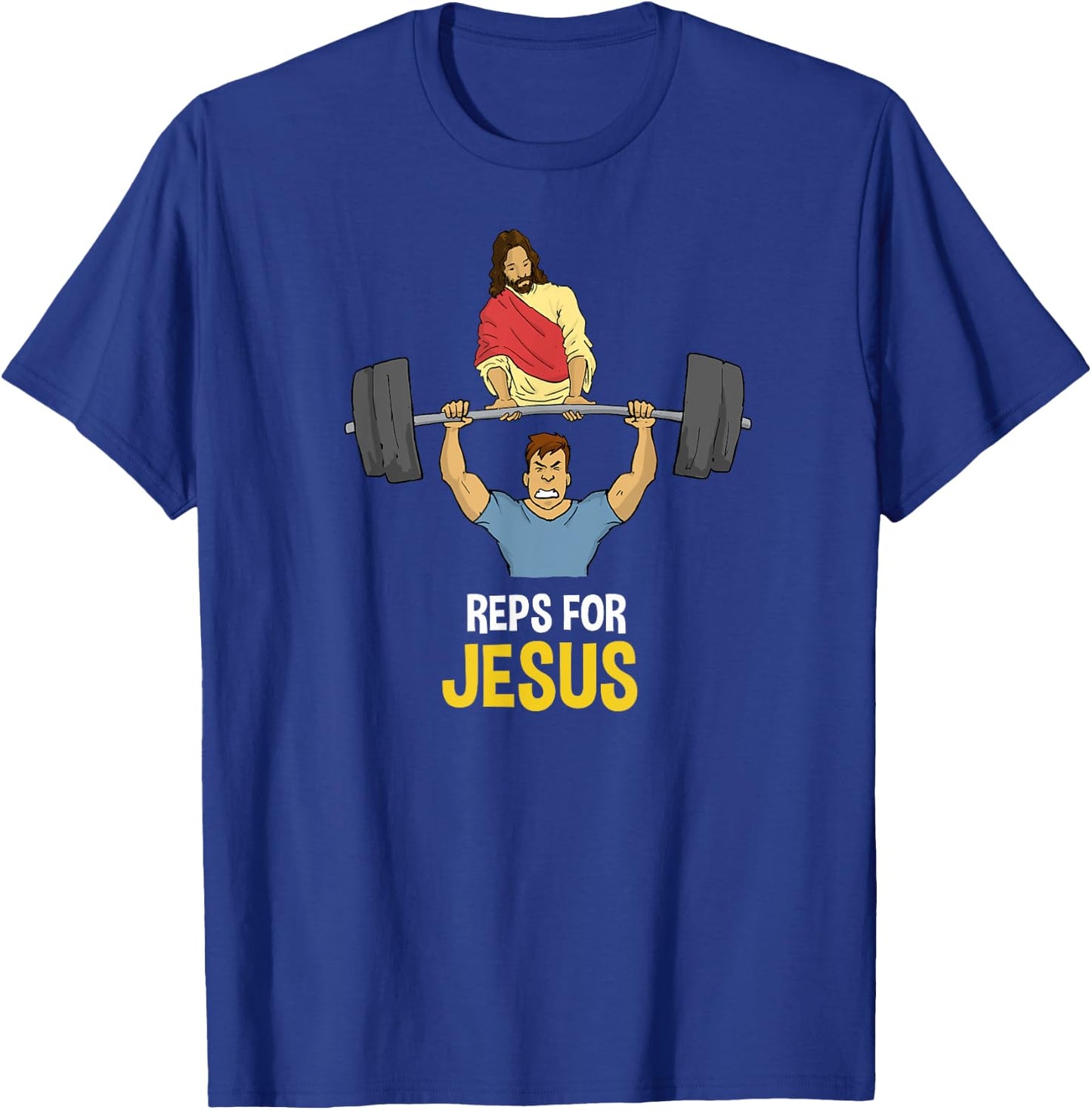 Clever Sloth: Reps For Jesus Weightlifting Gym Workout T-Shirt - T-Shirt | Royal