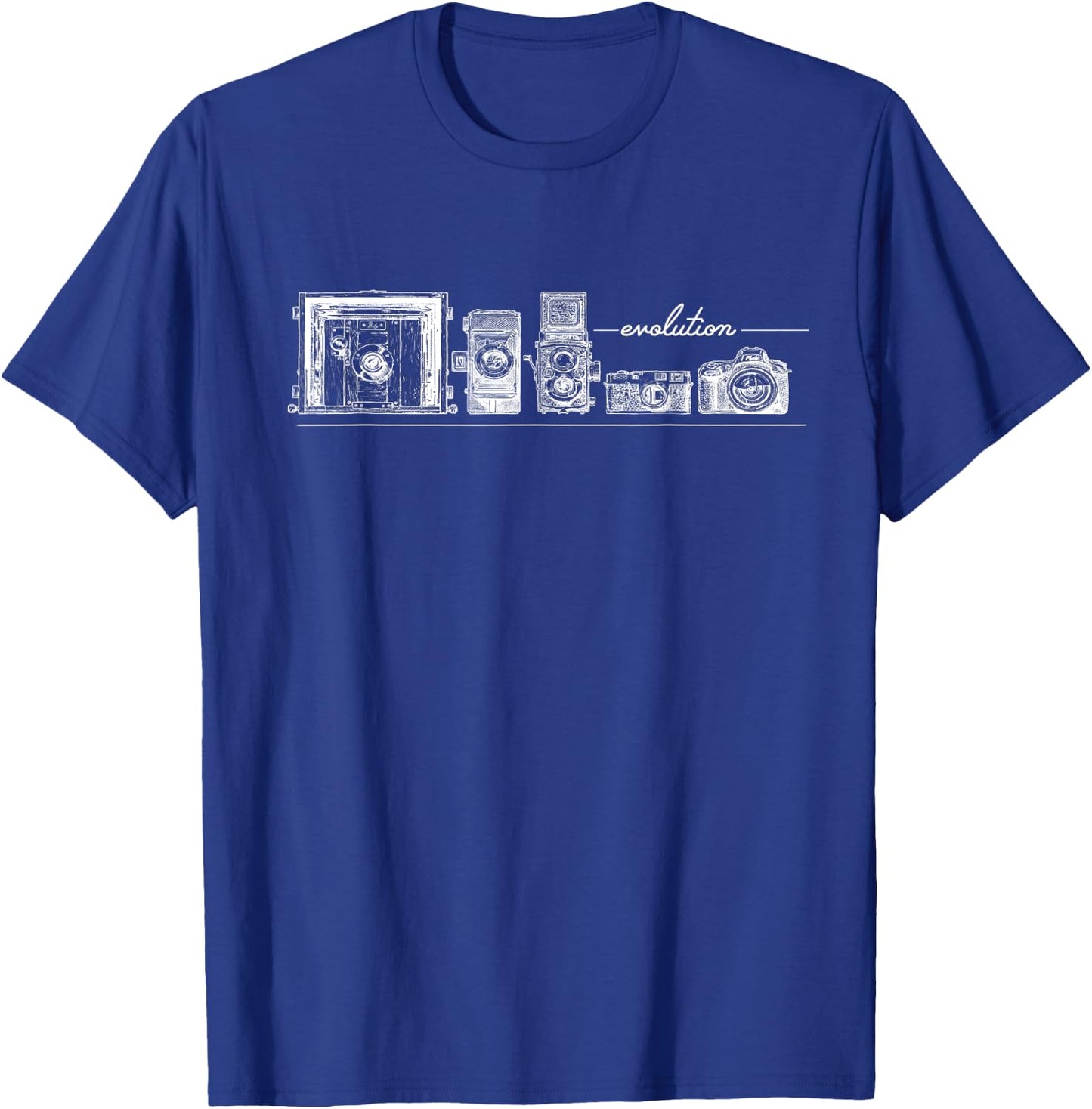 Funny Photography Shirt, Camera Evolution T Shirt Men Women T-Shirt - T-Shirt | Royal