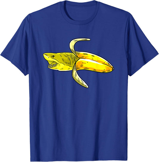 Banana Shark Art Graphic Funny Humor Fruit Pun Lover Gift T-Shirt - T-Shirt | Royal