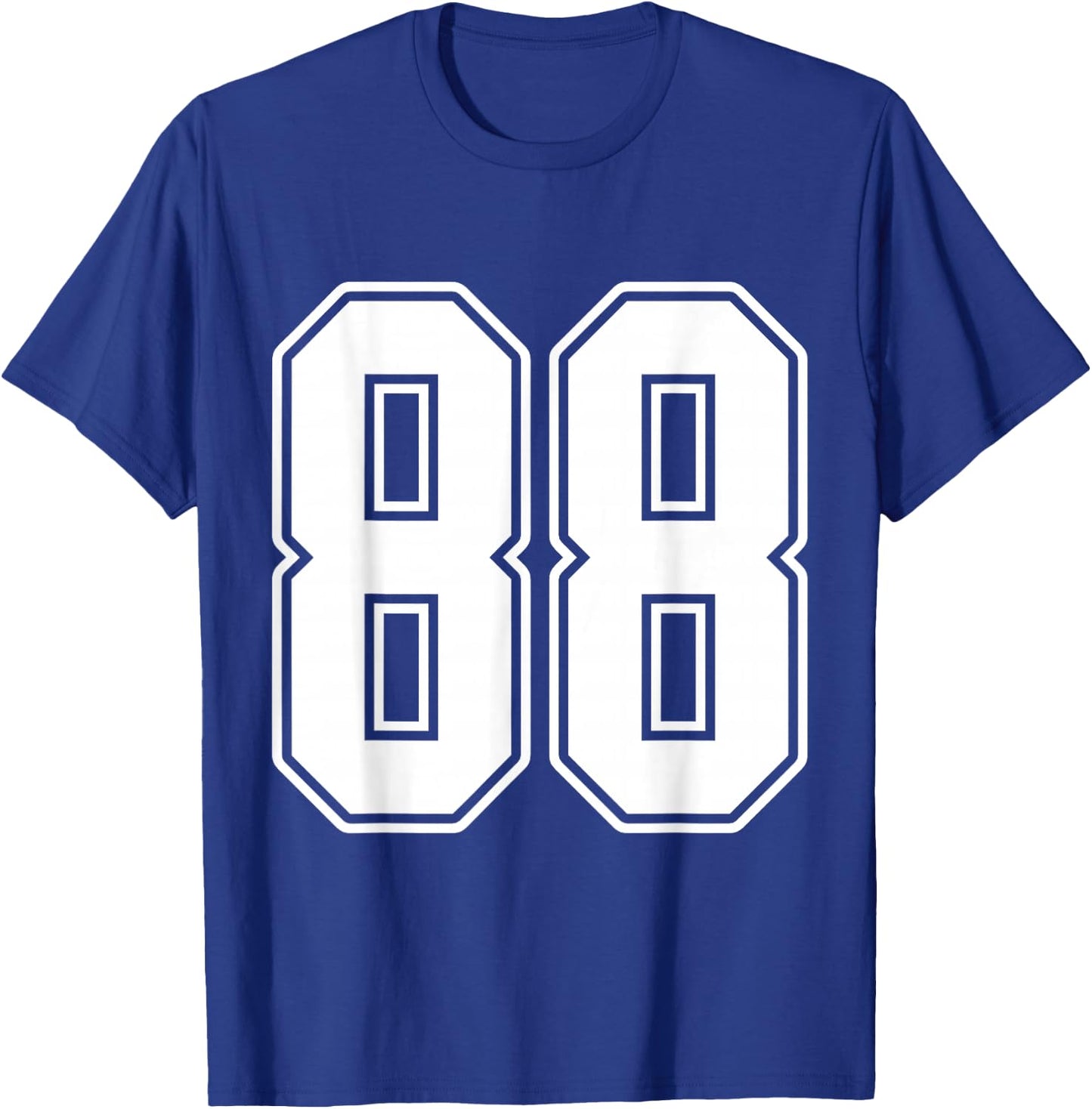 #88 White Outline Number 88 Sports Fan Jersey Style T-Shirt - T-Shirt | Royal