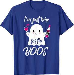 I'm Just Here For The Boos Funny Halloween Wine T-Shirt - T-Shirt | Royal