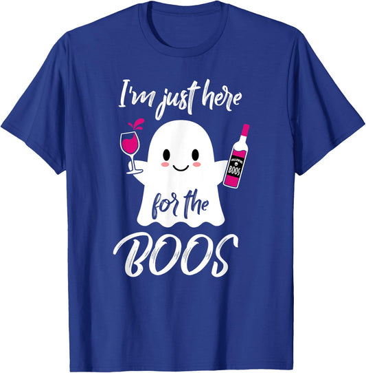 I'm Just Here For The Boos Funny Halloween Wine T-Shirt - T-Shirt | Royal
