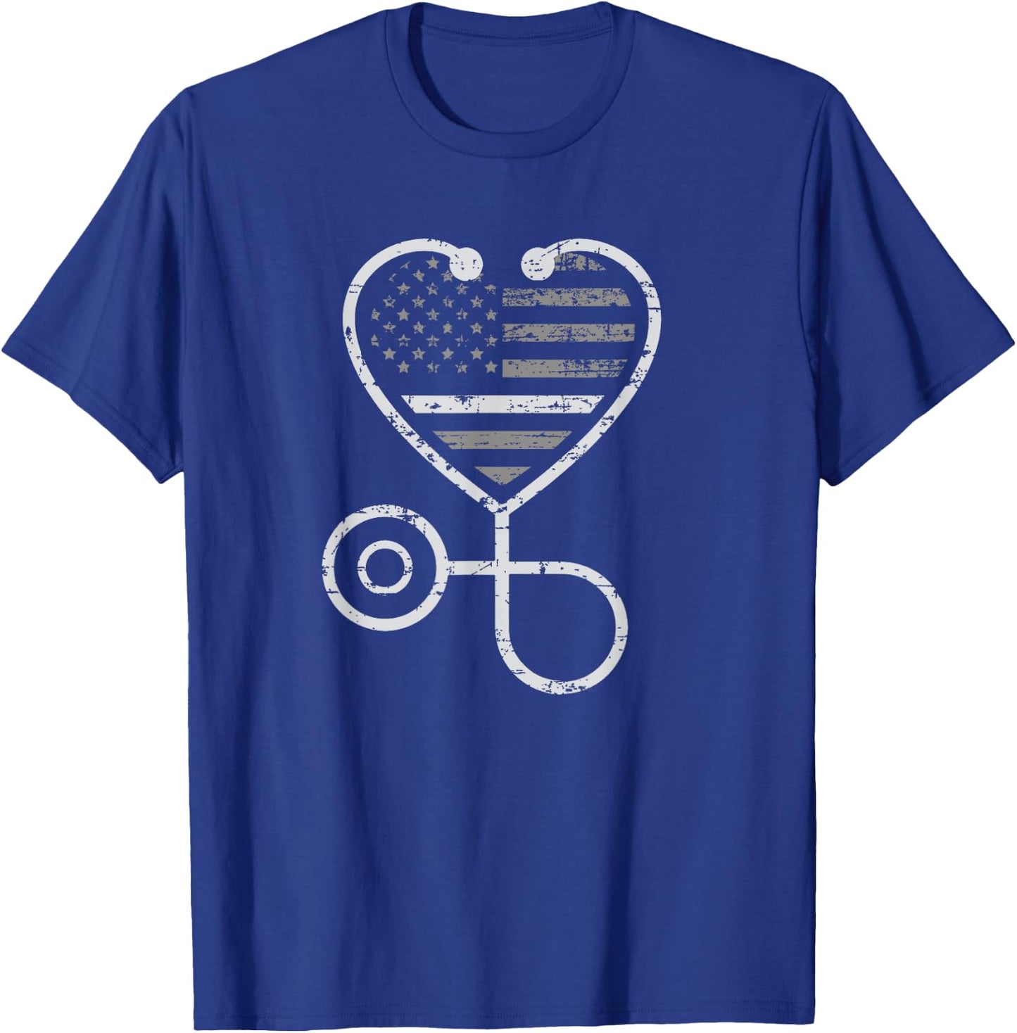 Corrections Nurse Thin Grey Line Heart Flag T-Shirt - T-Shirt | Royal