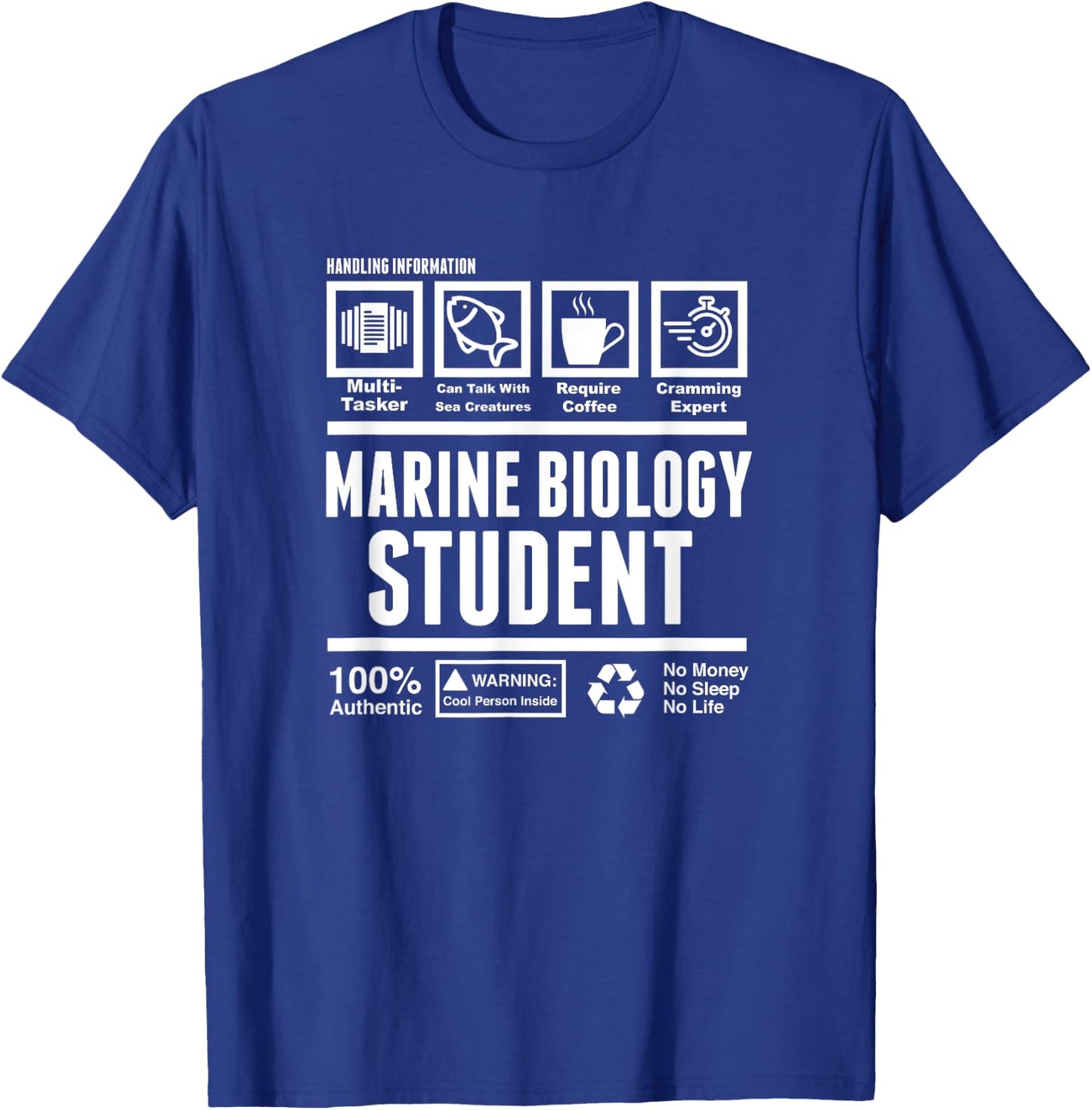 Funny Marine Biology Student Handling Information T-Shirt - T-Shirt | Royal