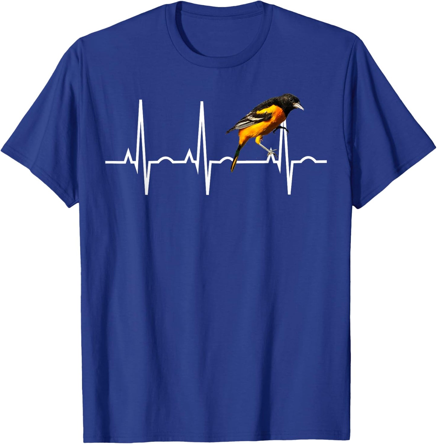 Oriole Shirt for Birders - Baltimore Oriole Heartbeat T-Shirt - T-Shirt | Royal