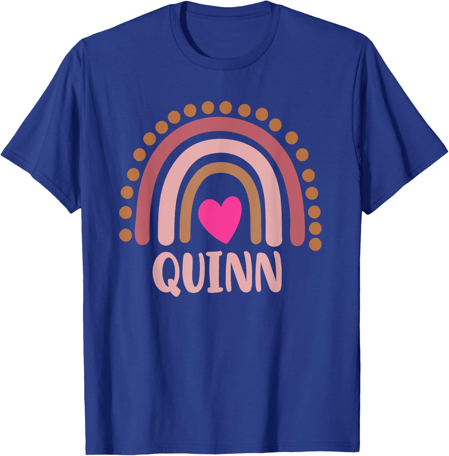 Quinn Name Cute Personalized Heart Love Rainbow T-Shirt - T-Shirt | Royal