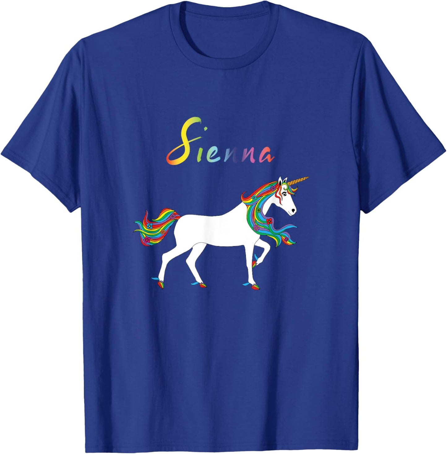 Sienna Personalized First Name Unicorn T-Shirt - T-Shirt | Royal