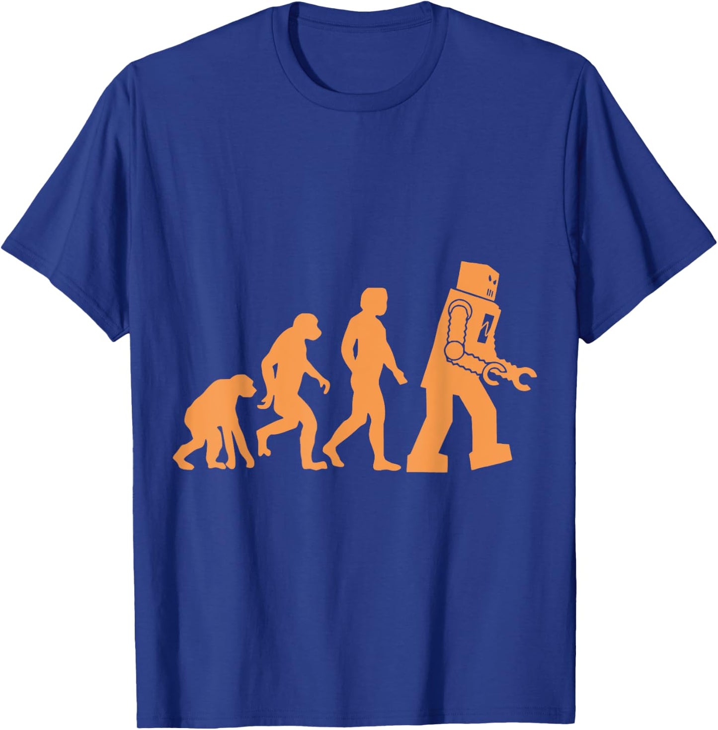 Prehistoric Ape to Monkey to Man to Robot Evolution T-Shirt - T-Shirt | Royal
