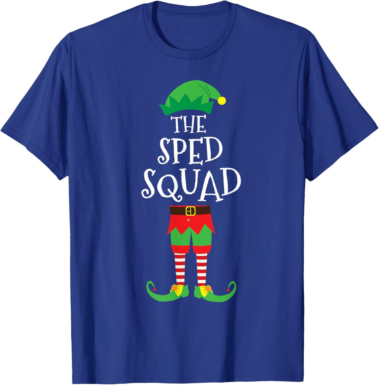 SPED Squad Elf Teacher Matching Christmas Party Pajama T-Shirt - T-Shirt | Royal