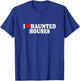 I Love Heart Haunted Houses Minimalist Halloween Scary Movie T-Shirt - T-Shirt | Royal