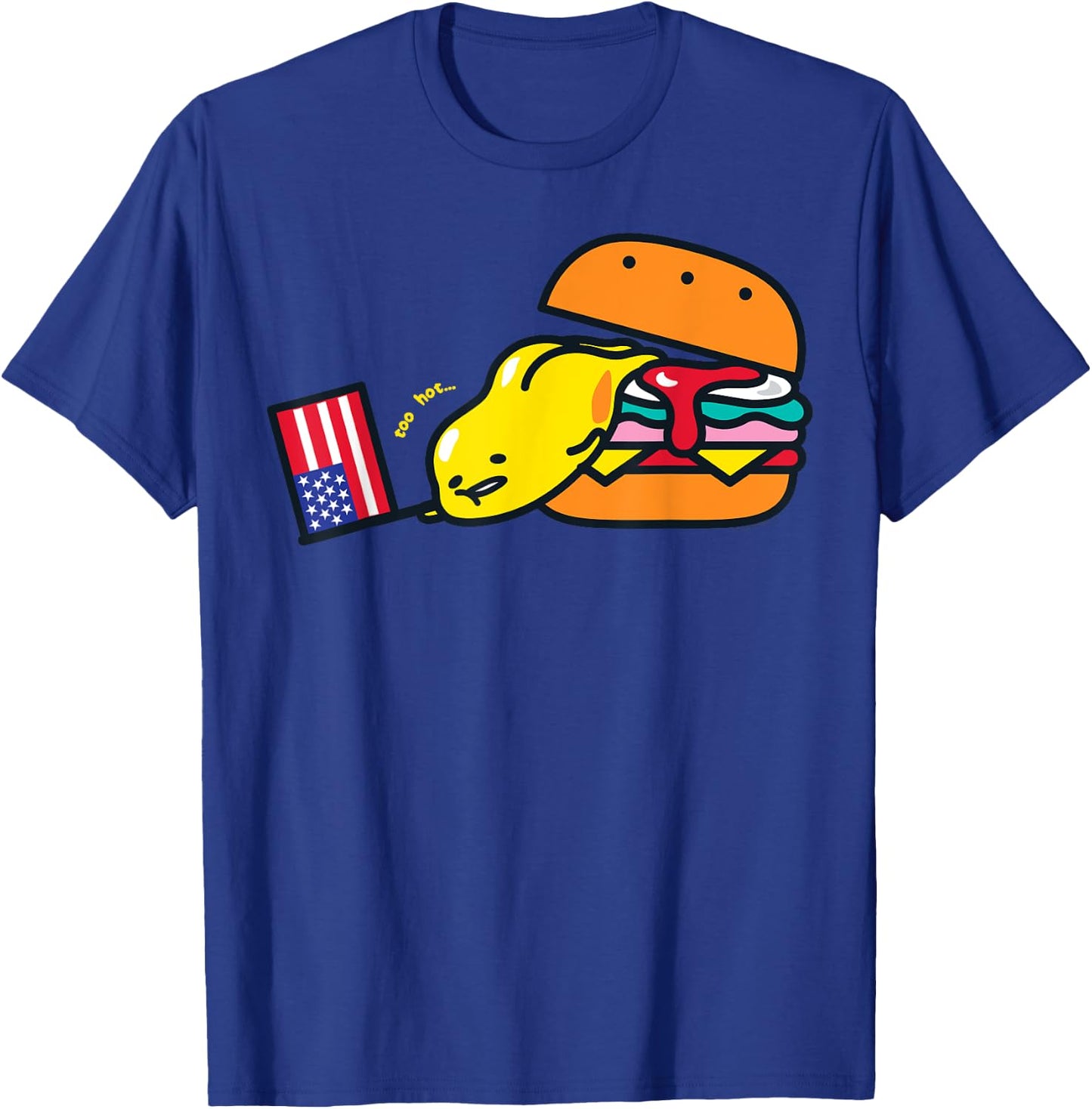 Gudetama Summer Too Hot USA Hamburger T-Shirt - T-Shirt | Royal