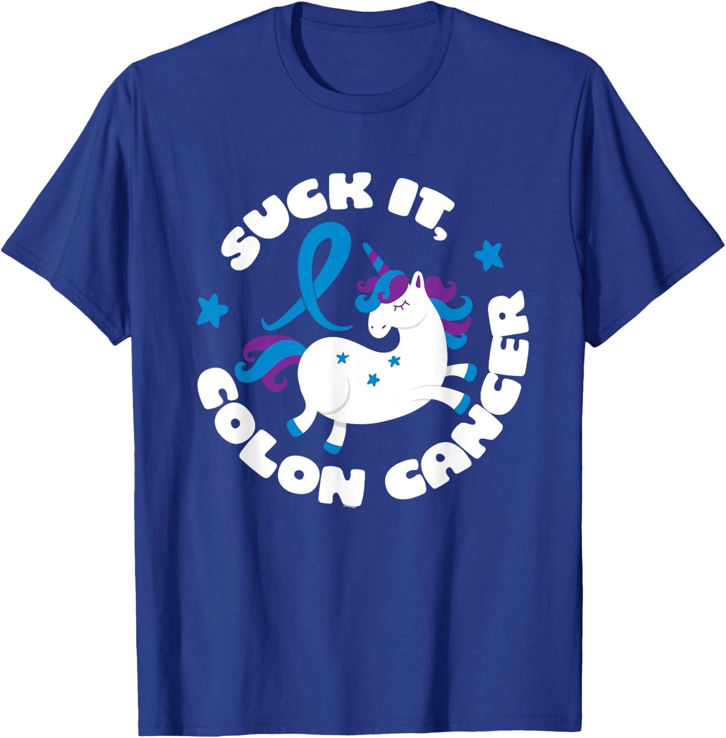 Colon Cancer Shirt | Suck It Colon Cancer Funny Unicorn Gift T-Shirt - T-Shirt | Royal