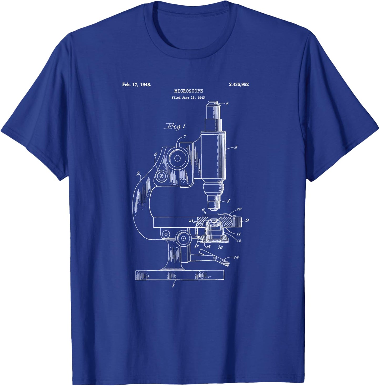 Vintage Science Microscope Blueprint Shirt - Scientist T-Shirt - T-Shirt | Royal