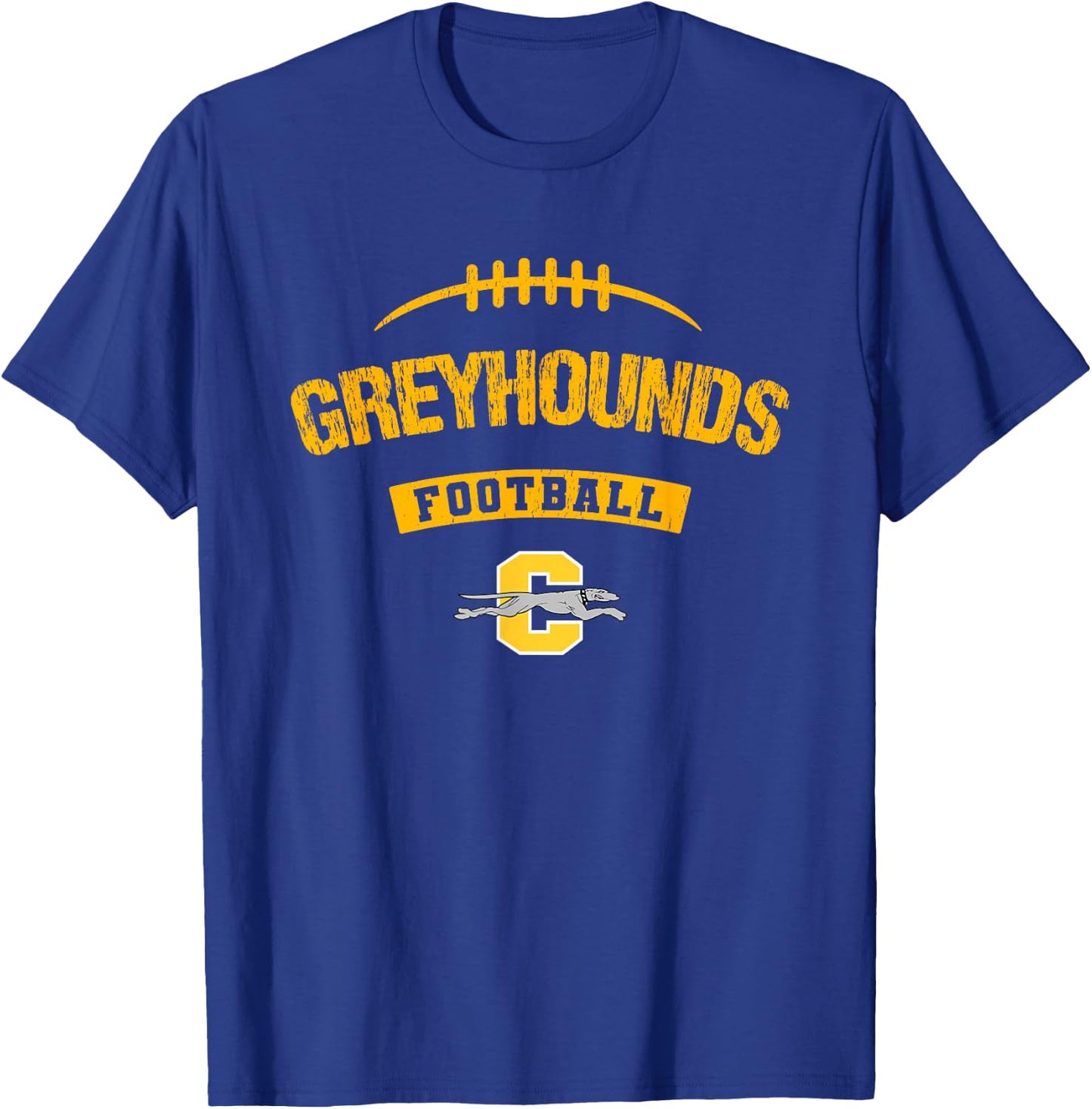 Carmel Greyhounds Logo Football Distressed HS T-Shirt - T-Shirt | Royal