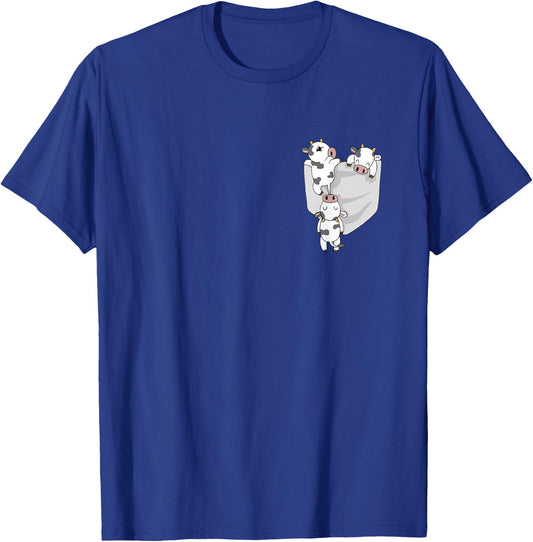 Cow Pocket Funny Milk Cow in A Bag T-Shirt - T-Shirt | Royal