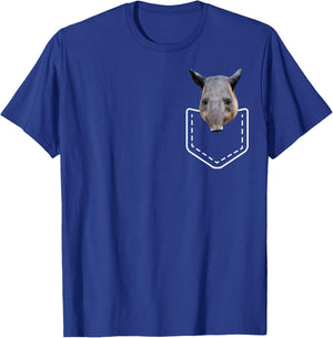 Tapir In My Pocket - Funny Cute Tapir Peeking T-Shirt - T-Shirt | Royal