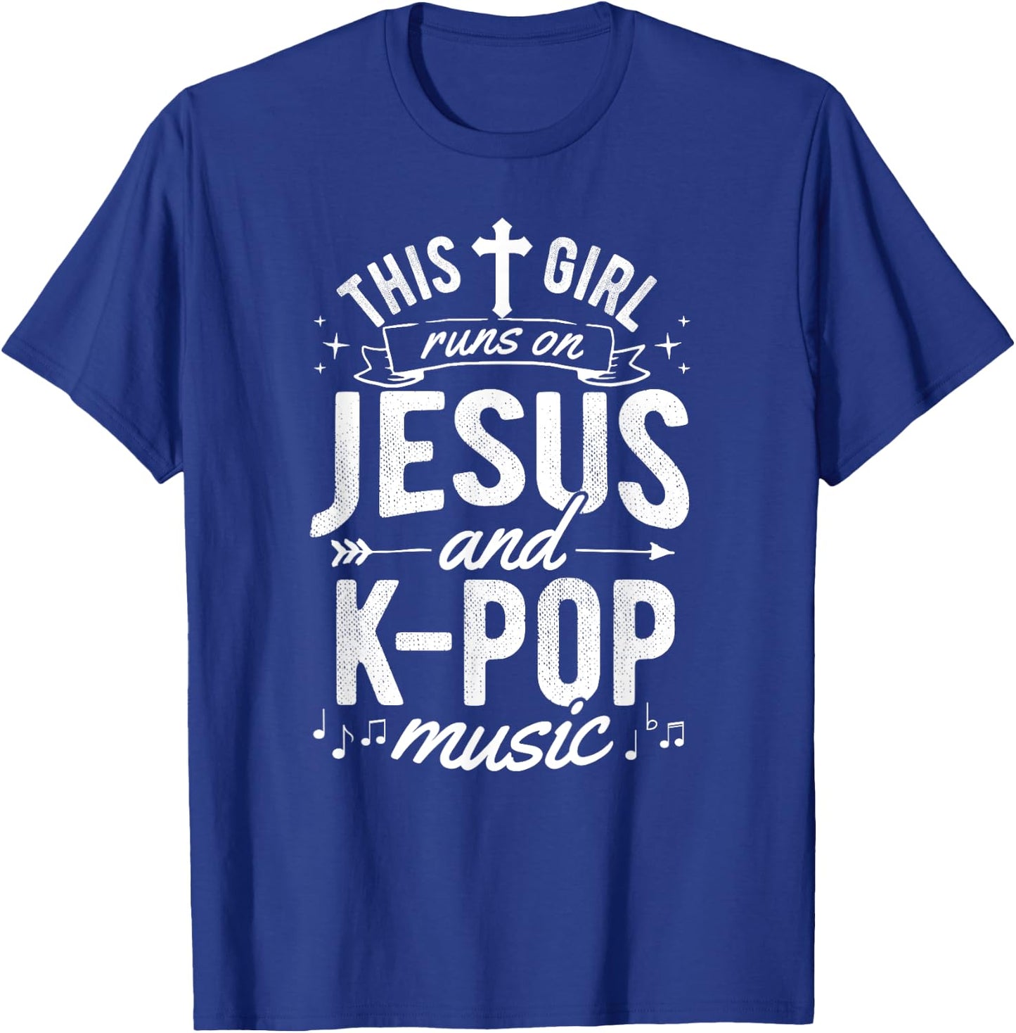 Korean K-Pop Girl Women Gift Runs On Jesus T-Shirt - T-Shirt | Royal