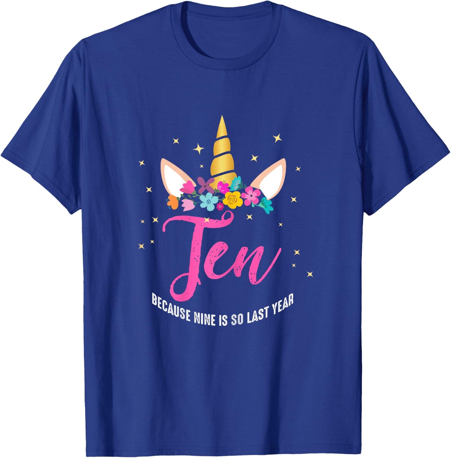 10 Years Old Birthday Girl Gifts Unicorn 10th Birthday T-Shirt - T-Shirt | Royal