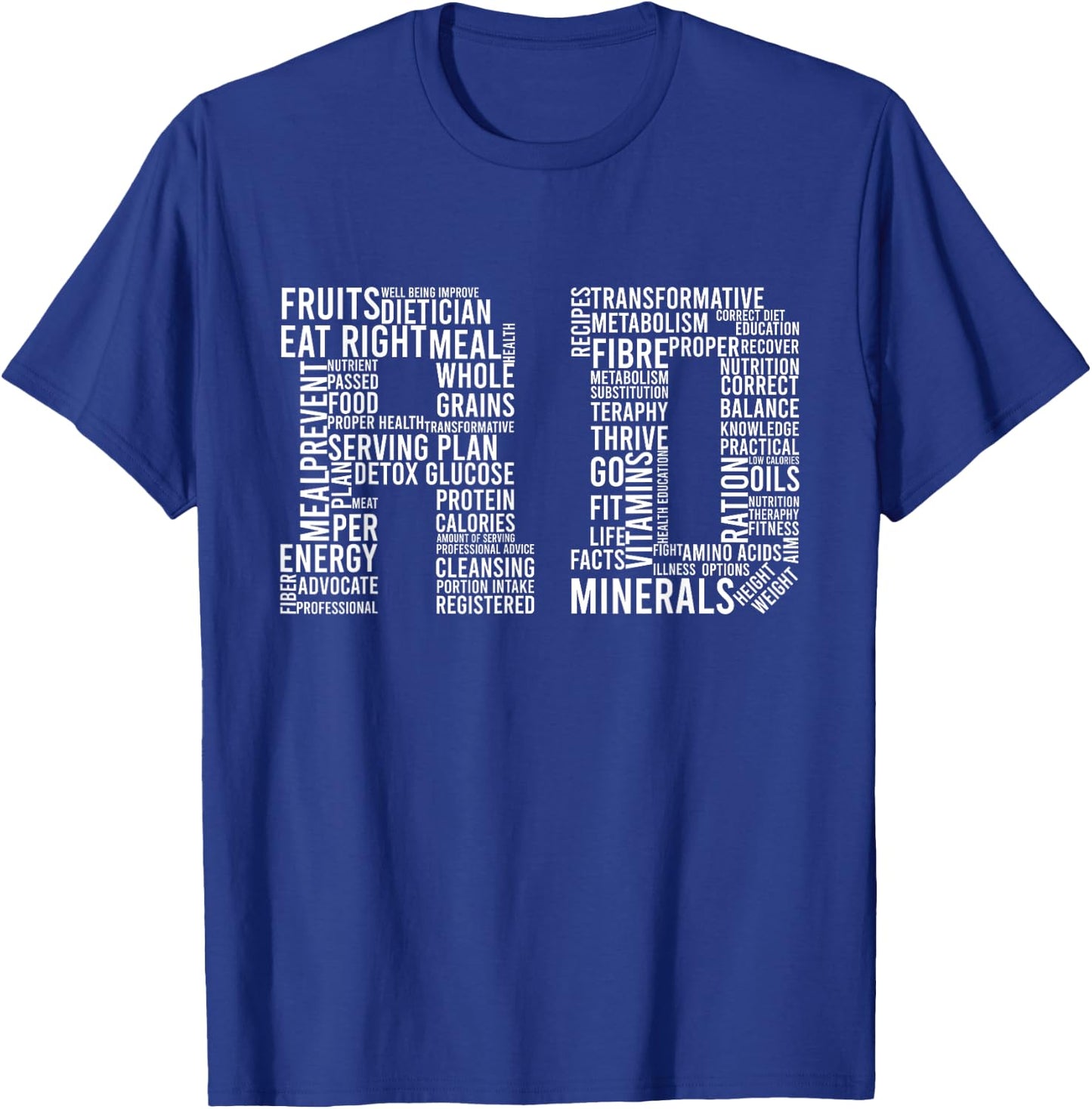 RD Words Registered Dietitian Dietician Nutrition Food Gift T-Shirt - T-Shirt | Royal