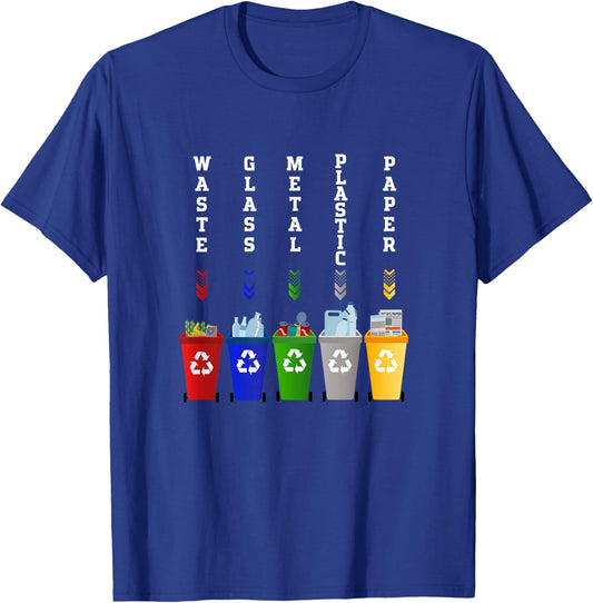 Recycling Trash Sorting bins T-Shirt - T-Shirt | Royal