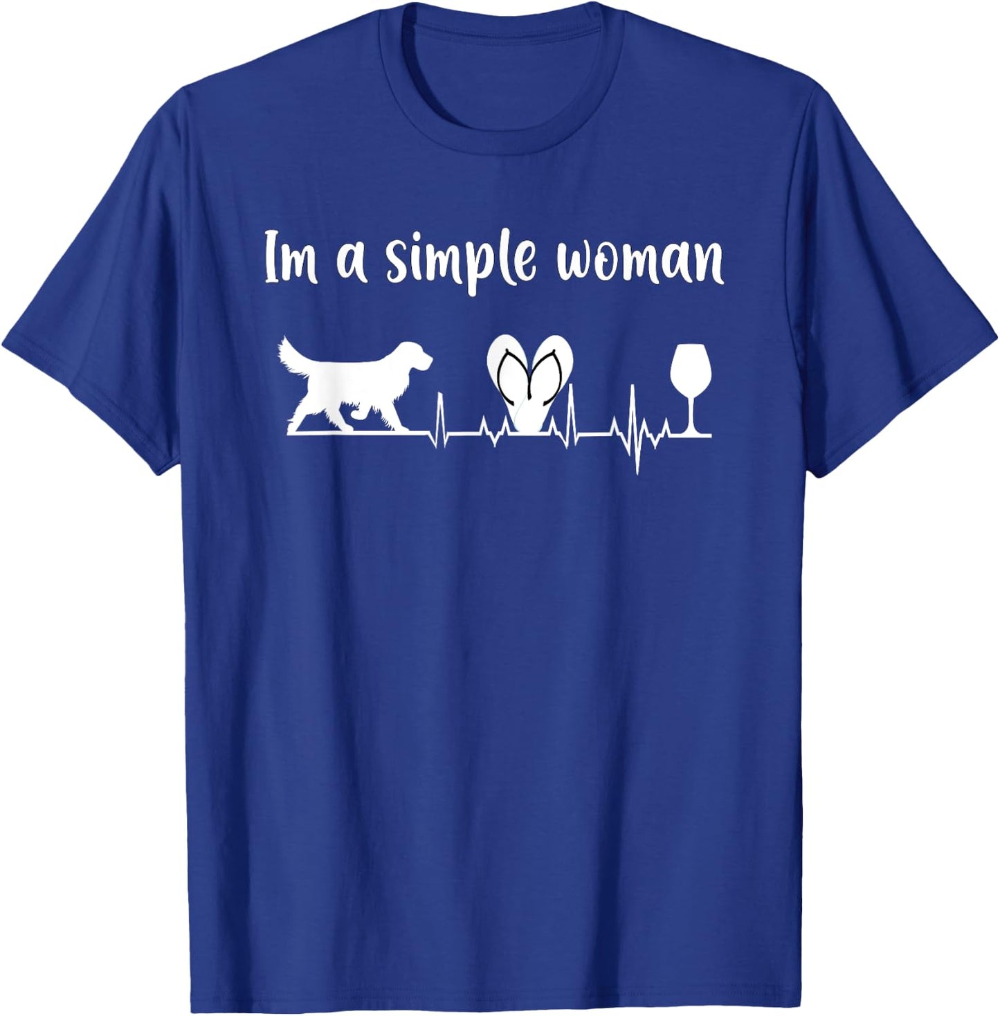 Im a simple woman Labrador Wine Flip Flops Dog EKG Gift T-Shirt - T-Shirt | Royal