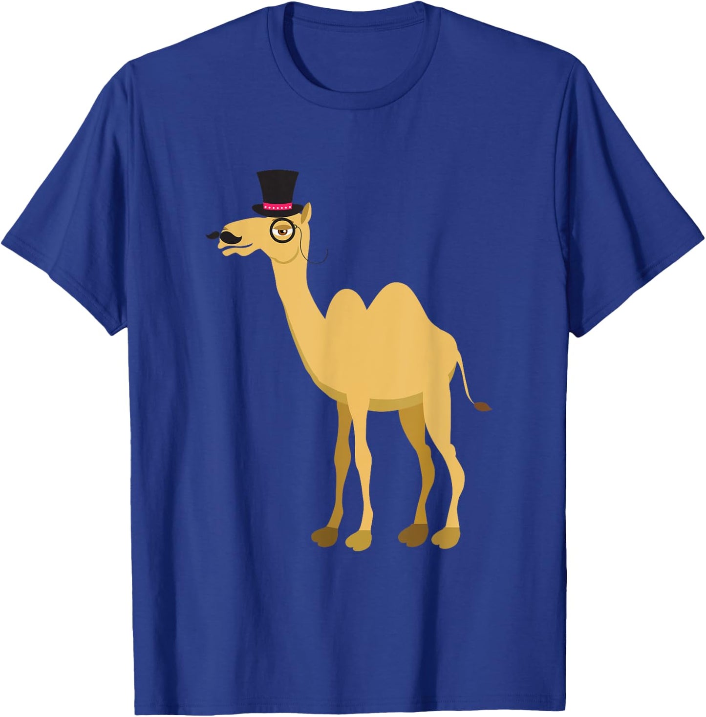 Mr Camel With Curly Retro Moustache, Hat And Monocle T-Shirt - T-Shirt | Royal