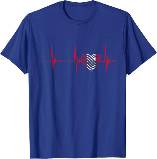 Peruvian Pride Heartbeat EKG Pulse Heart Peru Peruvian Flag T-Shirt - T-Shirt | Royal