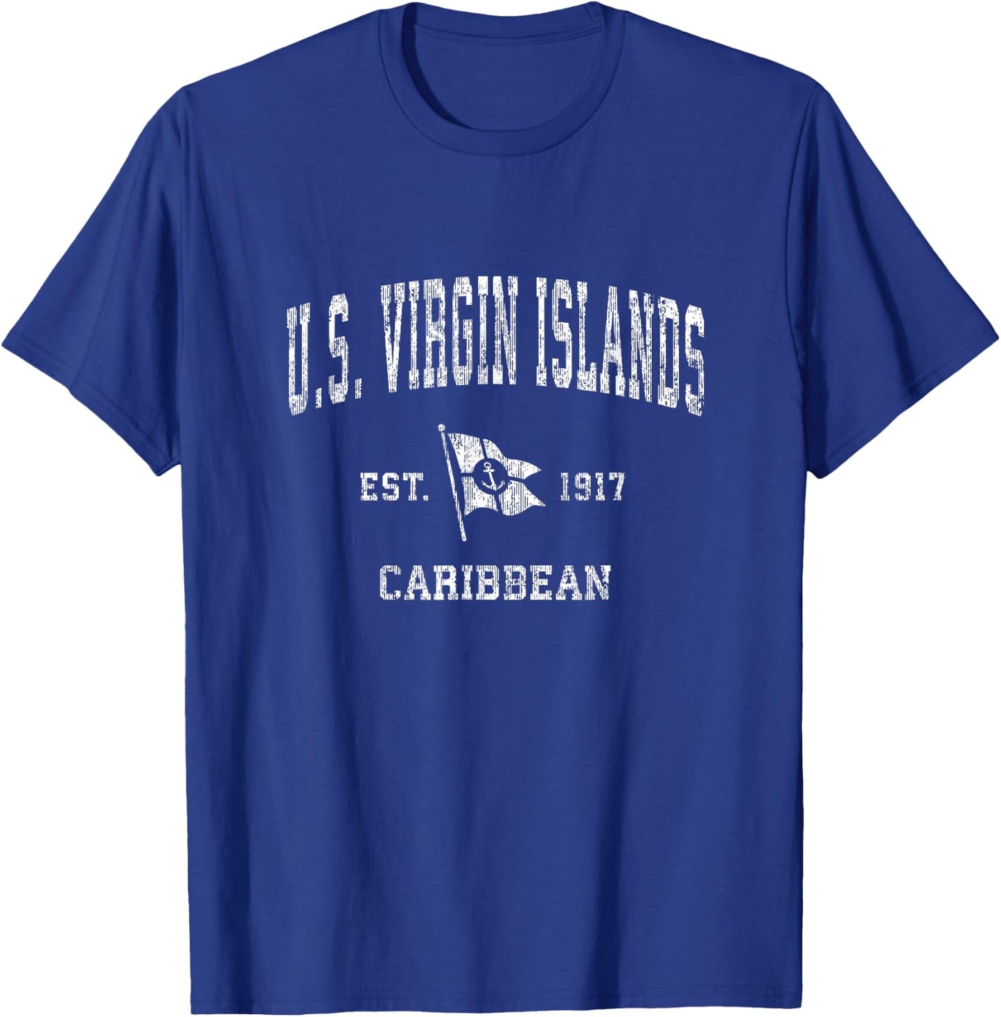 U.S. Virgin Islands Vintage Nautical Boat Anchor Flag Sports T-Shirt - T-Shirt | Royal