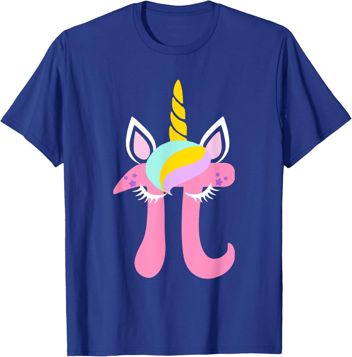 Unicorn Pi Symbol Funny Math Nerd Women Kids T Shirt T-Shirt - T-Shirt | Royal