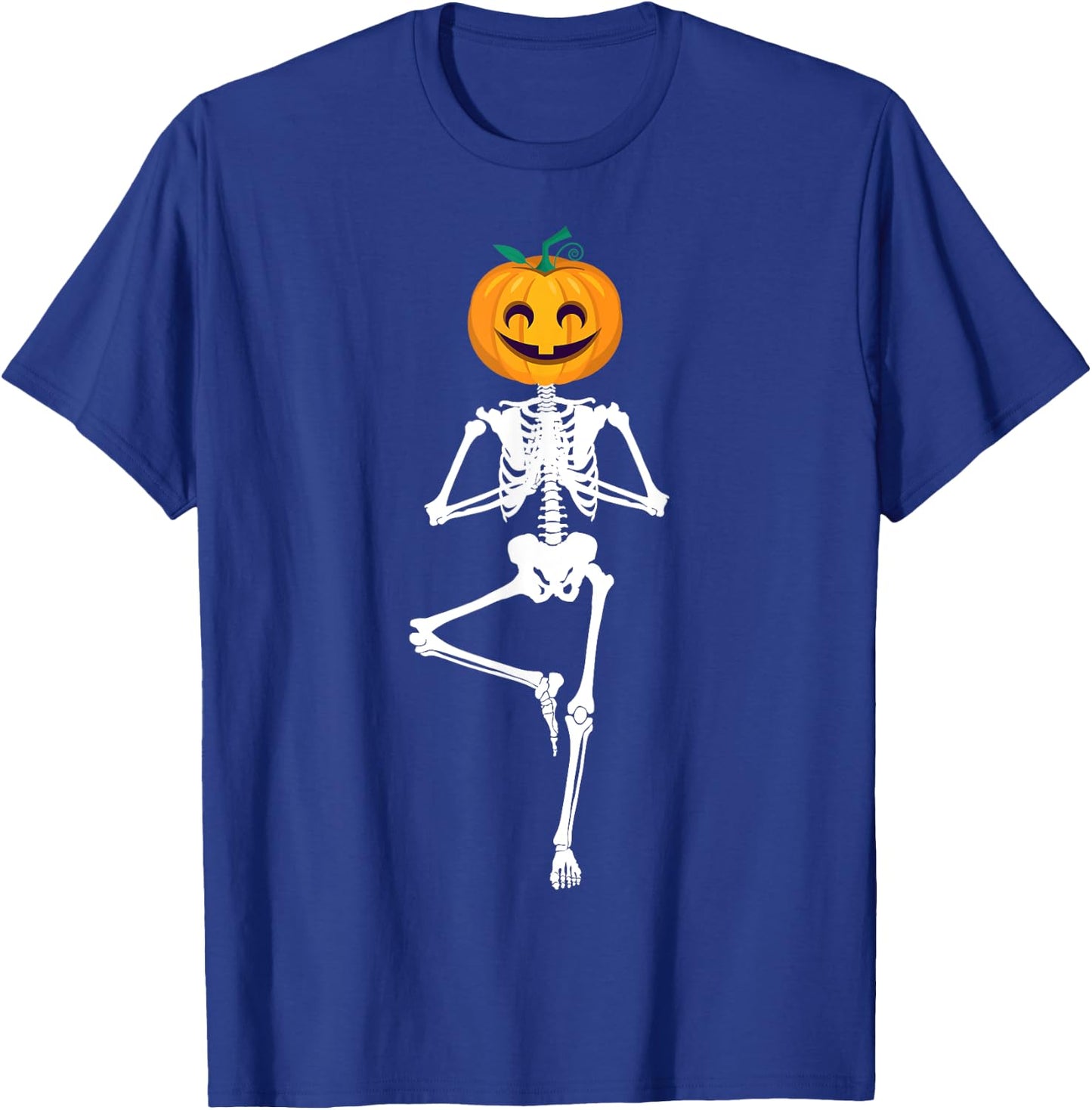 Halloween Pumpkin skeleton Yoga Zen Meditation Gift T-Shirt - T-Shirt | Royal