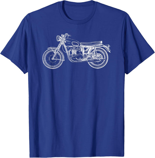 Vintage Motorcycle Motor Bike Sketch T-Shirt - T-Shirt | Royal