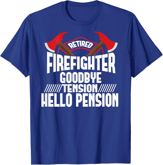 Retired Firefighter Thin Red Line Retirement Party Gift T-Shirt - T-Shirt | Royal
